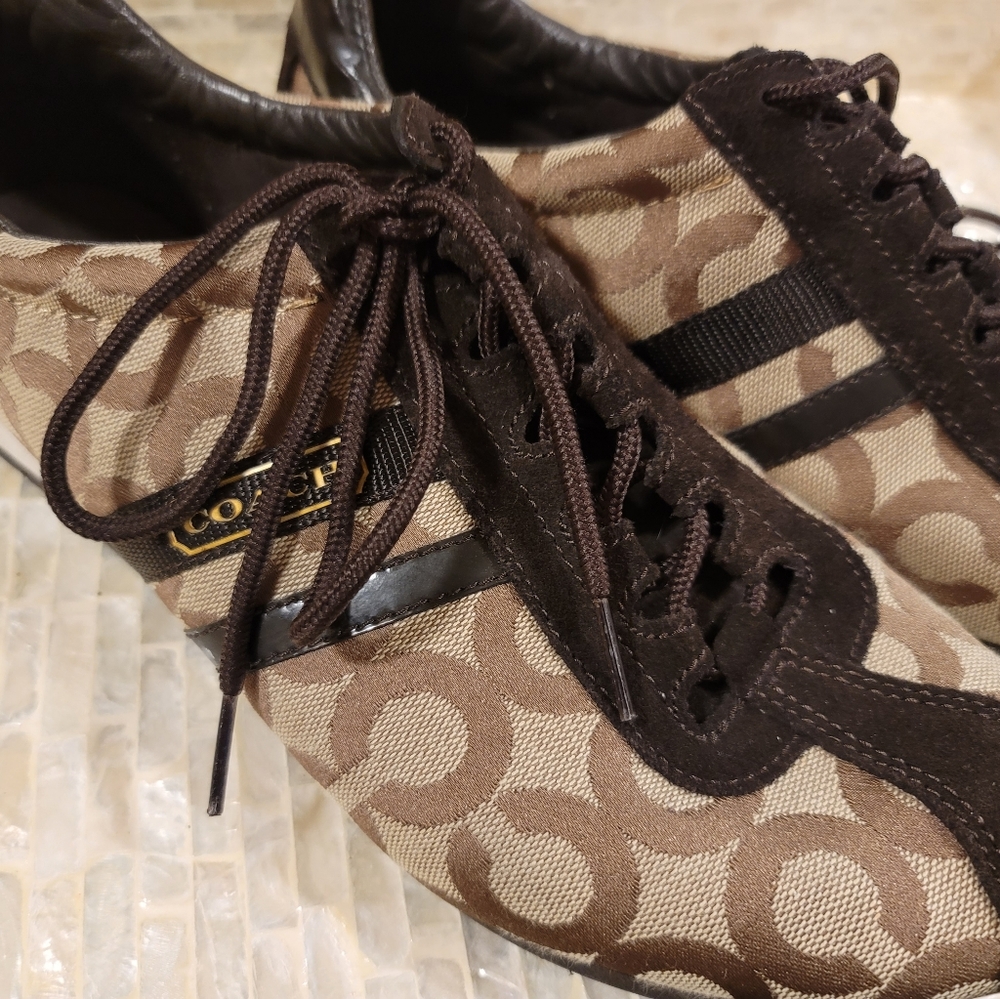 Coach Leather Suede Brown Sneakers